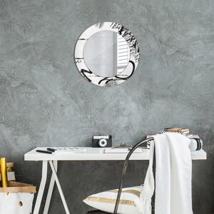 East Urban Home Huldar Round Glass Framed Wall Mounted Accent Mirror in Blue Black and White Graffiti Pattern 50cm H x 50cm W East Urban Home Huldar Round Glass Framed Wall Mounted Accent Mirror in Blue Black and White Graffiti Pattern 50cm H x 50cm W