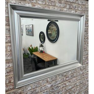 Ebern Designs Panos Framed Wall Mounted Accent Mirror in Silver Silver 65cm x 115cm Ebern Designs Panos Framed Wall Mounted Accent Mirror in Silver Silver 65cm x 115cm