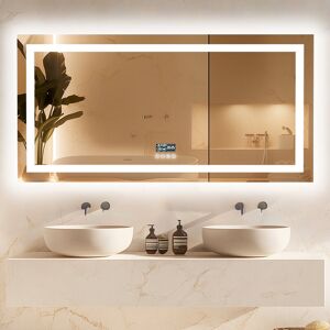 Ivy Bronx Blutooth Led Mirror Silver 78 cm H x 151 cm W Ivy Bronx Blutooth Led Mirror Silver 78 cm H x 151 cm W