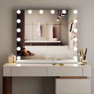 17 Stories Neo Hollywood Vanity Touch Wall Mounted Freestanding Mirror with 16 LED Bulbs Lights 62cm H X 54.4cm W X 31.5cm D 17 Stories Neo Hollywood Vanity Touch Wall Mounted Freestanding Mirror with 16 LED Bulbs Lights 62cm H X 54.4cm W X 31.5cm D