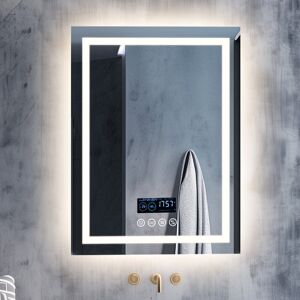 Ivy Bronx Blutooth Led Mirror Silver 80 cm H x 60 cm W Ivy Bronx Blutooth Led Mirror Silver 80 cm H x 60 cm W