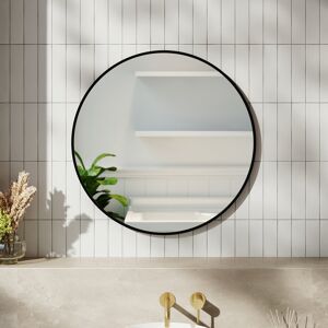 Willa Arlo Interiors Baum Nordic Round Bathroom Framed Mirror Wall Hanging Black 60 cm H x 60 cm W x 2.8 cm D Willa Arlo Interiors Baum Nordic Round Bathroom Framed Mirror Wall Hanging Black 60 cm H x 60 cm W x 2.8 cm D