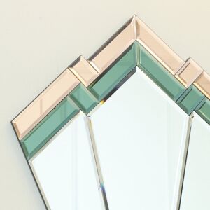 Metro Green & Pink Glass Art Deco Fan Wall Mirror 60Cm X 40Cm 60cm H X 40cm W X 1.5cm D Metro Green & Pink Glass Art Deco Fan Wall Mirror 60Cm X 40Cm 60cm H X 40cm W X 1.5cm D