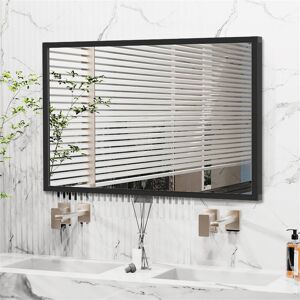 Latitude Run Liedson Metal Framed Wall Mounted Bathroom Mirror in Black Black 120cm x 76cm Latitude Run Liedson Metal Framed Wall Mounted Bathroom Mirror in Black Black 120cm x 76cm
