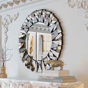 Fairmont Park Albana Round Wood Framed Wall Mounted Accent Mirror in Silver Silver 79cm H X 79cm W X 2.7cm D Fairmont Park Albana Round Wood Framed Wall Mounted Accent Mirror in Silver Silver 79cm H X 79cm W X 2.7cm D