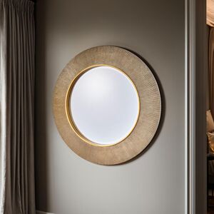 Canora Grey Aubry Round Ribbed Mirror Bevelled Gold 90cm H X 90cm W X 3cm D Canora Grey Aubry Round Ribbed Mirror Bevelled Gold 90cm H X 90cm W X 3cm D