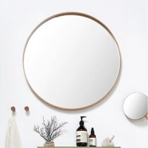 Willa Arlo Interiors Baum Nordic Round Bathroom Framed Mirror Wall Hanging Natural Oak 45cm H x 45cm W x 3.5cm D Willa Arlo Interiors Baum Nordic Round Bathroom Framed Mirror Wall Hanging Natural Oak 45cm H x 45cm W x 3.5cm D