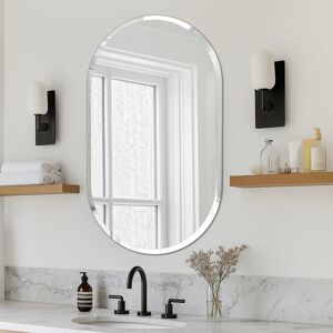 17 Stories Rithi Long Oval Flat Wall Mirror Silver 100cm x 50cm 17 Stories Rithi Long Oval Flat Wall Mirror Silver 100cm x 50cm