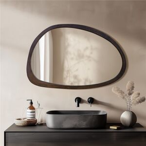 Metro Asymmetrical Wood Framed Wall Accent Mirror Brown Wood 90cm x 60cm Metro Asymmetrical Wood Framed Wall Accent Mirror Brown Wood 90cm x 60cm