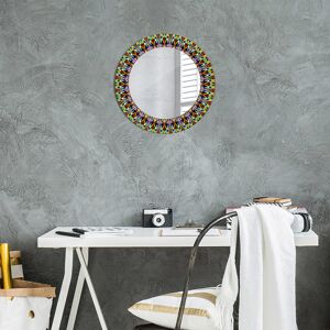 East Urban Home Huldar Round Glass Framed Wall Mounted Accent Mirror Multicolour Psychodelic Mandala Pattern 50cm H x 50cm W East Urban Home Huldar Round Glass Framed Wall Mounted Accent Mirror Multicolour Psychodelic Mandala Pattern 50cm H x 50cm W