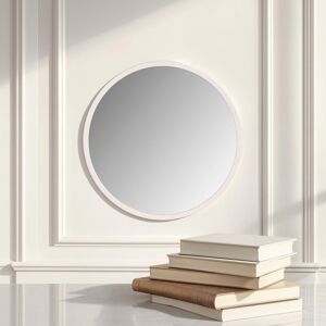 Zipcode Design Tabatha Round Wood Framed Wall Mounted Accent Mirror in White 102cm H x 102cm W Zipcode Design Tabatha Round Wood Framed Wall Mounted Accent Mirror in White 102cm H x 102cm W