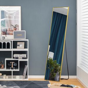 17 Stories Full Length Mirror Rectangular Dressing Mirror Floor-Standing Or Wall-Mounted Gold 160cm H X 40cm W X 2cm D 17 Stories Full Length Mirror Rectangular Dressing Mirror Floor-Standing Or Wall-Mounted Gold 160cm H X 40cm W X 2cm D