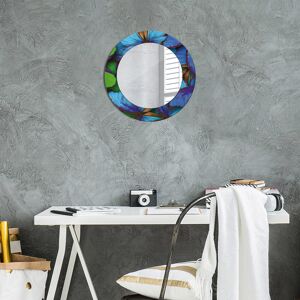 East Urban Home Huldar Round Glass Framed Wall Mounted Accent Mirror Navy Blue and Green Butterfly 50cm H x 50cm W East Urban Home Huldar Round Glass Framed Wall Mounted Accent Mirror Navy Blue and Green Butterfly 50cm H x 50cm W