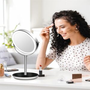 17 Stories Makeup Mirror With Lights, 8In 1X/10X Magnifying Rechargeable LED Mirror, 3 Colors Dimmable 360° Double-Sided Mirror With Touch Screen, Freestanding C Silver 35cm H X 20cm W X 13cm D 17 Stories Makeup Mirror With Lights, 8In 1X/10X Magnifying Rechargeable LED Mirror, 3 Colors Dimmable 360° Double-Sided Mirror With Touch Screen, Freestanding C Silver 35cm H X 20cm W X 13cm D