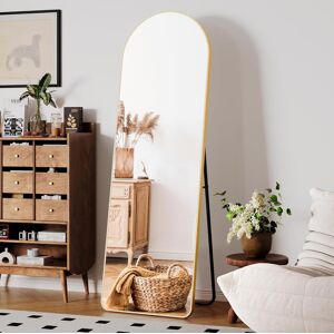 17 Stories Full Length Mirror 162 X 53cm, Arched Wall-mounted Or Floor Mirror With Metal Stand & Aluminum Frame, Full Body Standing Mirror For Living Room Bedroo Gold 167cm H X 58cm W X 6cm D 17 Stories Full Length Mirror 162 X 53cm, Arched Wall-mounted Or Floor Mirror With Metal Stand & Aluminum Frame, Full Body Standing Mirror For Living Room Bedroo Gold 167cm H X 58cm W X 6cm D