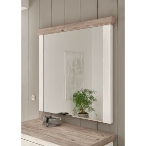 Three Posts Saybrook Framed Wall Mounted Accent Mirror in White Pine/Brown 110cm H X 107cm W X 8cm D Three Posts Saybrook Framed Wall Mounted Accent Mirror in White Pine/Brown 110cm H X 107cm W X 8cm D