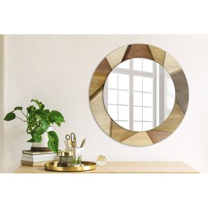 East Urban Home Huldar Round Glass Framed Wall Mounted Accent Mirror Brown Geometric Wood 3D 50cm H x 50cm W East Urban Home Huldar Round Glass Framed Wall Mounted Accent Mirror Brown Geometric Wood 3D 50cm H x 50cm W