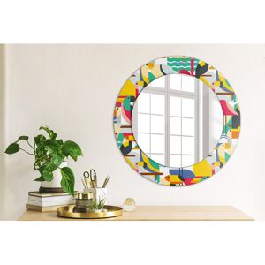 East Urban Home Huldar Round Glass Framed Wall Mounted Accent Mirror Multicolour Geometric Tropical Birds 50cm H x 50cm W East Urban Home Huldar Round Glass Framed Wall Mounted Accent Mirror Multicolour Geometric Tropical Birds 50cm H x 50cm W