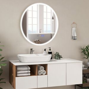 Metro LED Bathroom Mirror Wall Mounted Round Mirror W/3-Color Lights Silver 80cm x 80cm Metro LED Bathroom Mirror Wall Mounted Round Mirror W/3-Color Lights Silver 80cm x 80cm