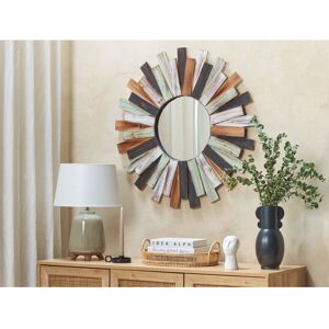 Brambly Cottage Maeser Sunburst Wood Framed Wall Mounted Accent Mirror in Brown/Black 75cm H X 75cm W X 2cm D Brambly Cottage Maeser Sunburst Wood Framed Wall Mounted Accent Mirror in Brown/Black 75cm H X 75cm W X 2cm D