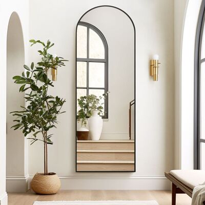 Fairmont Park Aluminum Alloy Framed Arched Full Length Mirror with Stand Black 146 cm H x 44 cm W Fairmont Park Aluminum Alloy Framed Arched Full Length Mirror with Stand Black 146 cm H x 44 cm W