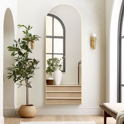 Fairmont Park Aluminum Alloy Framed Arched Full Length Mirror with Stand Gold 146 cm H x 44 cm W Fairmont Park Aluminum Alloy Framed Arched Full Length Mirror with Stand Gold 146 cm H x 44 cm W
