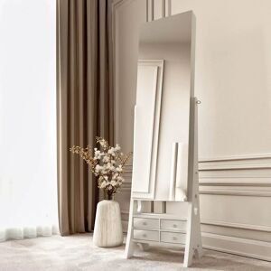 Canora Grey Ozan Jewellery Armoire with Mirror brown/white 158.0 H x 41.5 W x 36.0 D cm