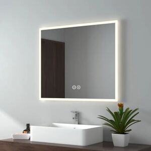 EMKE bathroom mirror with lighting 85 x 75cm LED bathroom mirror with touch, anti-fog, dimmable, memory function, neutral lighting. Bathroom wall mirror IP 75.0 H x 65.0 W cm