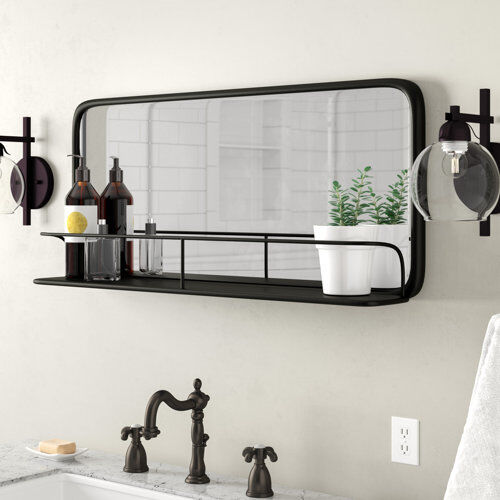 ClassicLiving Peetz Accent Mirror ClassicLiving Size: 40.64cm H x 91.44cm W, Finish: Black  - Size: ClassicLiving Peetz Accent Mirror ClassicLiving Size: 40.64cm H x 91.44cm W, Finish: Black  - Size: