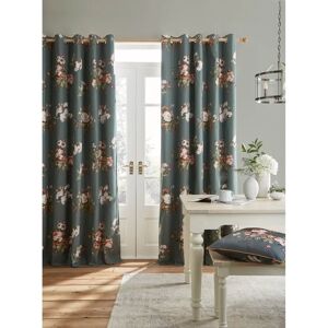 Laura Ashley Rosemore Cotton Blackout Eyelet Curtain Pair blue/green 183.0 H x 223.0 W cm