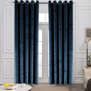 Fairmont Park Pownal Crushed Velvet Eyelet Sheer Living Room Curtains green/blue/navy 228.0 H x 228.0 W cm