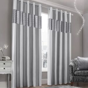 Fairmont Park Kionte Luxury Metallic Geometric Foil Pattern Curtain Pair gray 168cm Width x 183cm Drop