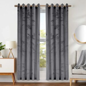 Fairmont Park Myron Heavy Crushed Velvet Eyelet Room Darkening Thermal Drape Curtains gray 228.0 H x 228.0 W cm