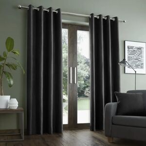 Catherine Lansfield Faux Suade Eyelet Curtains black 168cm Width x 183cm Drop