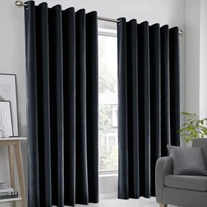 Fairmont Park Luxury Crushed Velvet Eyelet sheer Curtain black 90.0 H x 66.0 W cm