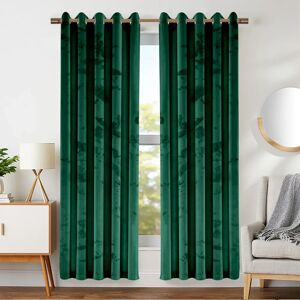 Fairmont Park Myron Heavy Crushed Velvet Eyelet Room Darkening Thermal Drape Curtains green/blue 228.0 H x 168.0 W cm