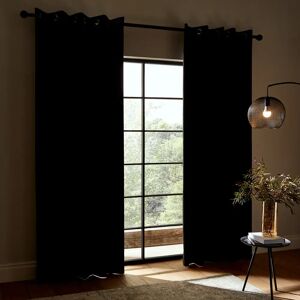 Catherine Lansfield Faux Silk Blackout Thermal Insulating Eyelet Curtains black 229.0 H x 229.0 W cm