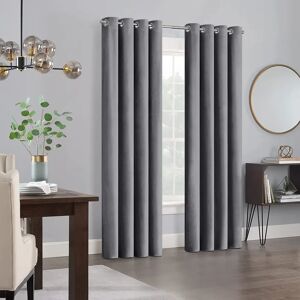 Fairmont Park Panola Crushed Velvet Eyelet Sheer Curtains gray 228.0 H x 228.0 W cm