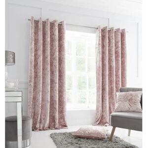 Catherine Lansfield Crushed Velvet Eyelet Sheer Curtains pink 229.0 H cm