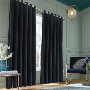 Fairmont Park Alsey 100% Crushed Velvet Eyelet Semi Sheer Luxury Window Drapes Curtain black 228.0 H x 228.0 W cm