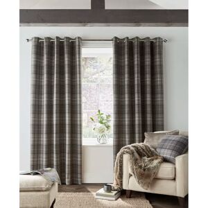 Laura Ashley Alfriston Check Polyester Blackout Eyelet Curtain Pair gray/black 137.0 H x 163.0 W cm