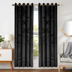 Fairmont Park Myron Heavy Crushed Velvet Eyelet Room Darkening Thermal Drape Curtains black 228.0 H x 228.0 W cm