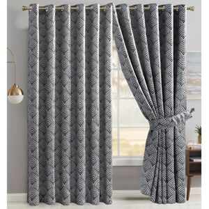 Fairmont Park Annelise Eyelet Room Darkening Curtains gray/white 116.84 W x 182.88 D cm