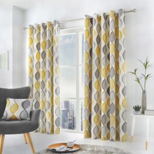 Fusion 100% Cotton Ready Made Eyelet Curtain gray/yellow 229.0 H cm