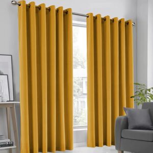 Fairmont Park Luxury Crushed Velvet Eyelet sheer Curtain yellow/brown 90.0 H x 90.0 W cm