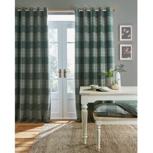 Laura Ashley Alfriston Check Polyester Blackout Eyelet Curtain Pair green/blue 183.0 H x 223.0 W cm