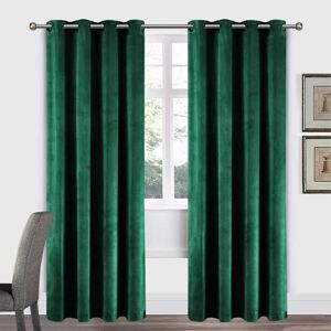 Fairmont Park Pittsboro Crushed Velvet Eyelet Windows Panel Curtains green/blue 228.0 H x 228.0 W cm