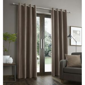 Catherine Lansfield Faux Suade Eyelet Curtains brown 183.0 H cm