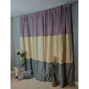 Ebern Designs Patchwork Velvet Curtains 2 Panels Blue, Gold & Grey Luxury Soft Made To Order Curtains & Drapes gray/white/indigo/brown 228.0 H cm