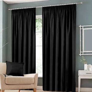 17 Stories Eiliana Pencil Pleated Blackout Thermal Curtains black 228.0 H cm